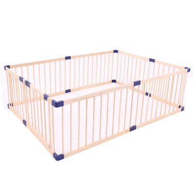 Wooden Baby Playpen, Large Wood Gate Playpen for Babies and Toddlers, Baby Fence Play Yard with Door for Kids Activity Center