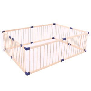 Wooden Baby Playpen, Large Wood Gate Playpen for Babies and Toddlers, Baby Fence Play Yard with Door for Kids Activity Center - 1 of 4