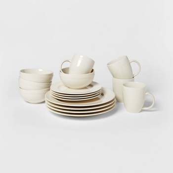 16pc Porcelain Beaded Dinnerware Set Cream - Threshold™