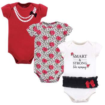 Little Treasure Baby Girl Cotton Bodysuits 3pk, Leopard Rose