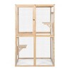 DOMETOUR Wooden Cat Catio Outdoor Cat Enclosure Cat House with Platforms, Sunshine Board, Hammock, Door, Kitten Cage - 3 of 4