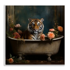Stupell Industries Tiger in Floral Bathtub, 12" x 12" - 1 of 4