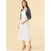INSPIRE CHIC Women's Elegant 3/4 Sleeve Sheer Floral Lace Open Front Crop Shrug - 3 of 4