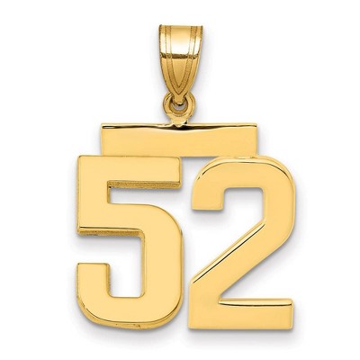Black Bow Jewelry 14k Yellow Gold, Athletic Collection Medium Polished Number 52 Pendant