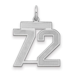 Black Bow Jewelry Sterling Silver, Jersey Collection, Medium Number 72 Pendant - 1 of 3