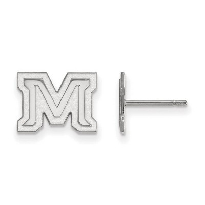 Black Bow Jewelry 14k White Gold Montana State Bobcats NCAA Post Earrings