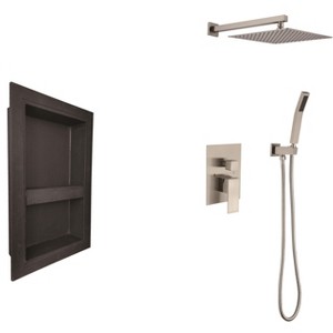 ALEXOUN System with Shower Head, Hand Shower, Hose, Valve Trim,Lever Handles and Niche - 1 of 4