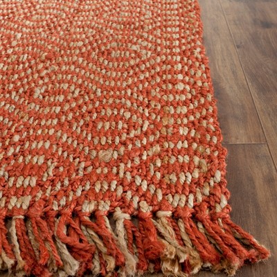 Rust Hand-Knotted Jute Rectangular Area Rug 4' x 6'