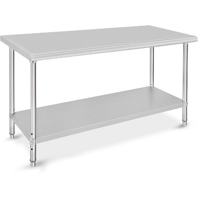 Stainless Steel Work Table–Adjustable Utility Kitchen Cart with Backsplash,Heavy Duty Equipment