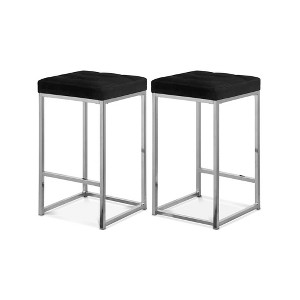 Meridian Furniture,Nicola Black Velvet Stool, Set of 2 - 1 of 4