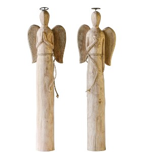 Storied Home Mango Wood Angel, Set of 2 Styles - 1 of 2