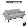 Vipbear 65.4"Loveseat Sofa,Memory Foam Futon Sofa Couch Sleeper,Linen Fabric Upholstered 2-Seat Sofa For Living Room,Apartment,Bedroom,Gray/Blue/white - 2 of 4