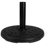 Northlight Black Flat Round Resin Base Stand for Patio Umbrella - 21lbs