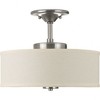 Progress Lighting Inspire 1-Light LED Semi-Flush Mount, Brushed Nickel, Linen Shade - 3 of 4