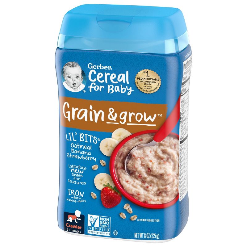 Gerber Lil' Bits Oatmeal Banana Strawberry Baby Cereal - 8oz, 4 of 10