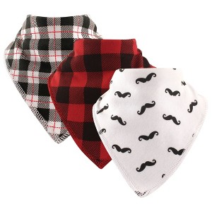 Hudson Baby Infant Boy Cotton Fleece Bandana Bibs 3pk, Mustache, One Size - 1 of 1