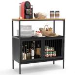 Costway Kitchen Server Buffet Sideboard Storage Cabinet Cupboard with  2 Doors & Open Shelf