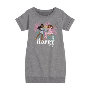 - Barbie - Easter Graphic Short Sleeve Fleece Dress - 1 of 3