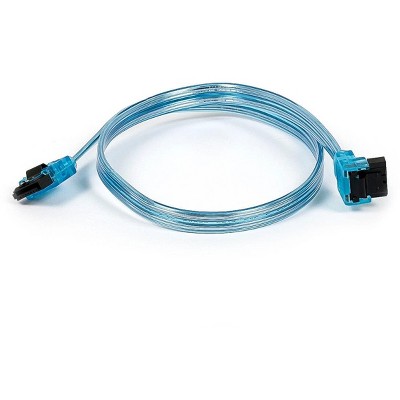 Monoprice DATA Cable - 1.5 Feet - UV Blue | SATA 6Gbps Cable with Locking Latch (90 Degree to 180 Degree)