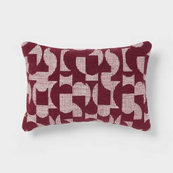 14"x20" Luxe Oblong Jacquard Geo Decorative Pillow Berry - Threshold™