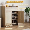 Garvee 41" Tall Rattan Shoe Cabinet, Farmhouse Shoe Storage Cabinet with Doors and Shelves, Wooden Storage Cabinet for Entryway Hallway Closet - 3 of 4