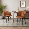 HOMLUX Poplar Wooden Swivel Desk Chair Retro Faux Leather Upholstered Accent Chair for Home Office，Kitchen，Dining Room - 3 of 4