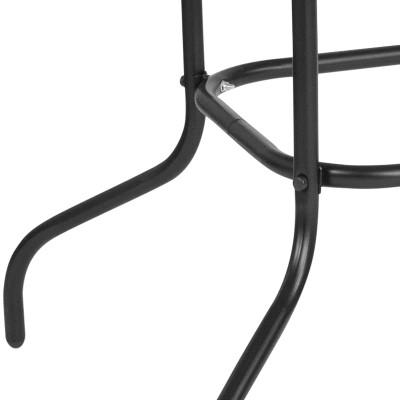 Black Steel Rectangular Patio Table with Glass Top and Umbrella Hole