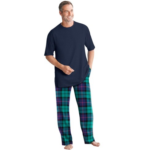 Kingsize Men's Big & Tall Jersey Knit Plaid Pajama Set - Tall