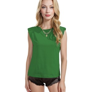 Anna-Kaci Women's Shoulder Pad T-Shirt Tank Tops - 1 of 4