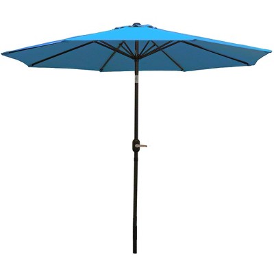 Sunnydaze Outdoor Aluminum Patio Table Umbrella with Polyester Canopy and Push Button Tilt and Crank - 9' - Turquoise