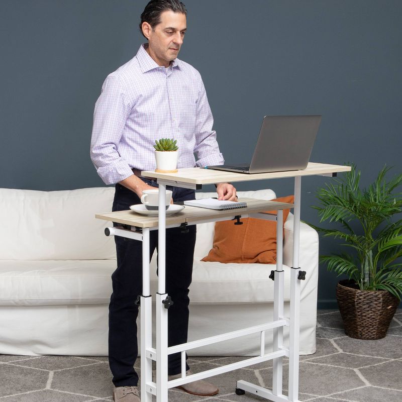White Rolling Sitting/Standing Desk with Side Storage - Mind Reader, 5 of 8