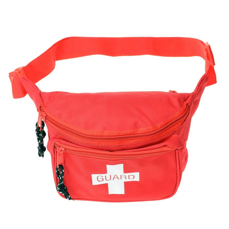 Dealmed Lifeguard Fanny Pack with Adjustable Waist Strap and Zipper Pockets, Red (Pack of 1), 3 of 5