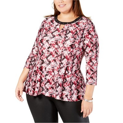 NY Collection Womens Embellished Pullover Blouse