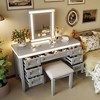 Whisen 44.37” Makeup Vanity Desk, Large Dressing Vanity Table with Tri-Fold Mirror, 5 Drawers, Shelves and 2 Cabinets - 2 of 4