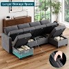 Coucheta Sectional Sofa with Storage Seat - 9-Seat U-Shaped, Velveteen Fabric, Soft Sponges & High Supportive, with 2 Ottomans, Grey - 4 of 4