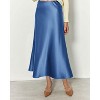 Women's 2025 Satin Midi Skirt - Elegant High Waist A-Line for Cocktail & Wedding Events Blue - 4 of 4