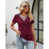 Women's Contrast Collared Shirts Patchwork Work Blouse Tunics Tops - 4 of 4