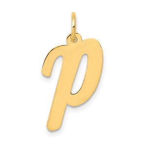 Black Bow Jewelry 14k Yellow Gold Madison Collection LG Classic Script Initial P Pendant - 1 of 4