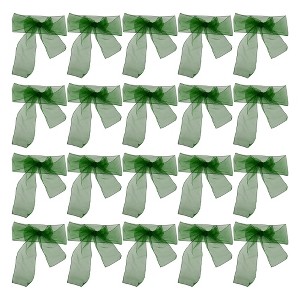 Unique Bargains Organza Chair Sashes Self-Tie 108.27"x6.69" Deep Green 20 Pcs - 1 of 4