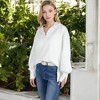 Anna-Kaci Women's Oversized Long Sleeve Pullover with Snap Button Collar and Raw Edge Hem - 2 of 4