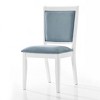 ChaletPosh Set of 6 White Wooden Dining Chair with Light Blue Velvet Cover - 3 of 4