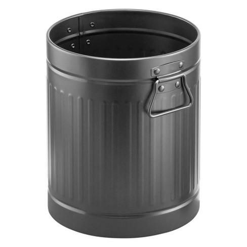 Mdesign Steel 2 Gallon Trash Can Wastebasket, Garbage Bin With Handles -  Black : Target