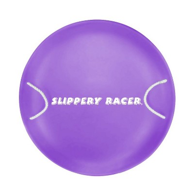Slippery Racer ProDisc 26 Inch Heavy Duty Aluminum Iron Alloy Metal Kids Winter Saucer Snow Sled with Dual Riveted Soft Grip Rope Handles, Purple