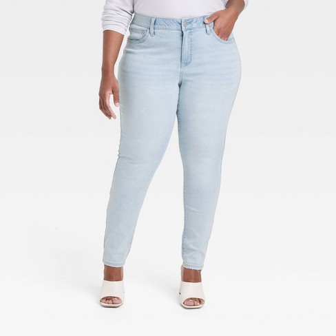 Women's High-rise Straight Leg Jeans - Ava & Viv™ Dark Blue 17 : Target