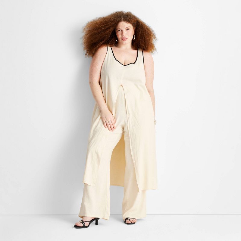 Women's Linen Front Slit Maxi Tank - Future Collective™ with Jenny K. Lopez Cream, 1 of 5