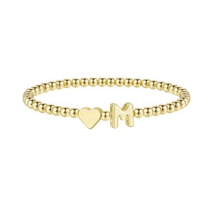 Turandoss Gold Initial Bracelets for Women Girls - Dainty Beaded Heart Bracelet for Kids, Letter Charm Bracelet for Girls, Christmas Jewelry Gifts - 1 of 4
