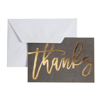 50ct Thank You Cards Linen Black