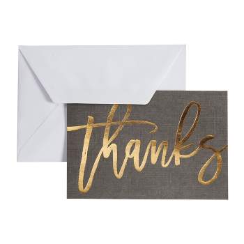 50ct Thank You Cards with Foil Border Gray