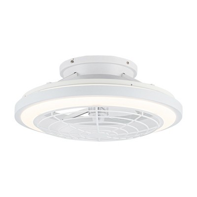 Parrot Uncle Modern White 20" Indoor Integrated LED CCT Low Profile Caged Enclosed Ceiling Fan