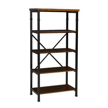54" Austin Industrial Bookshelf Metal Wide Bookcase Brown - Linon